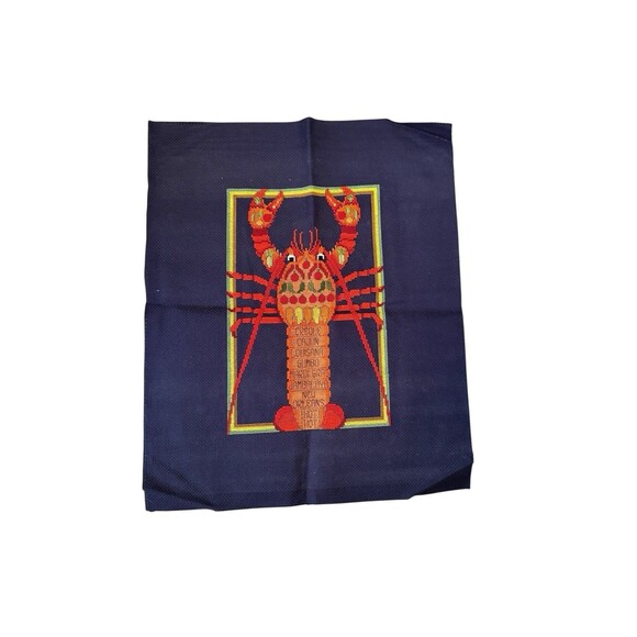 Crawfish Needlework CrossStitch Finished Embroidery Nola Louisiana Kitchen 14x18 - Picture 1 of 4